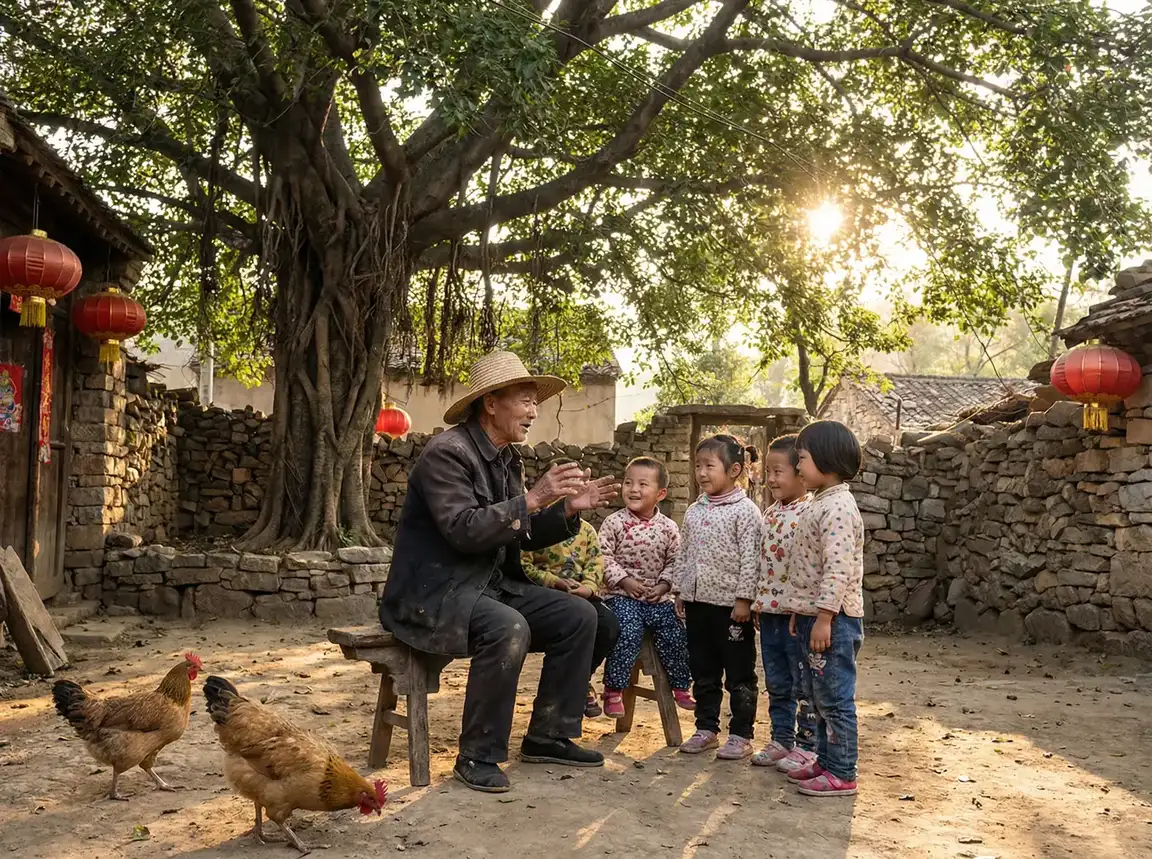 老人在大榕树下给孩子们讲故事 - 野花社区在线观看免费高清视频 乡村记忆